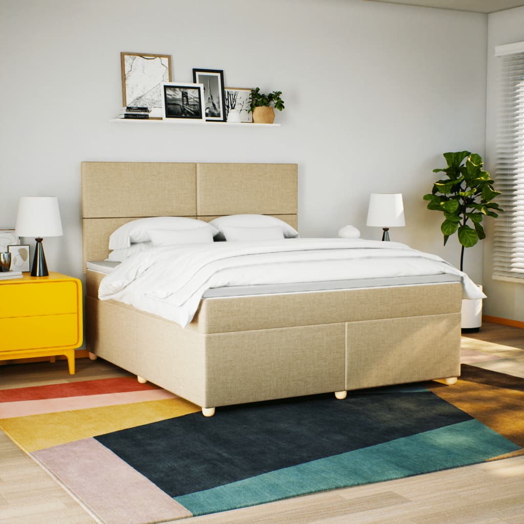 Sommier à lattes de lit avec matelas Crème 180x200 cm Tissu - XIOS