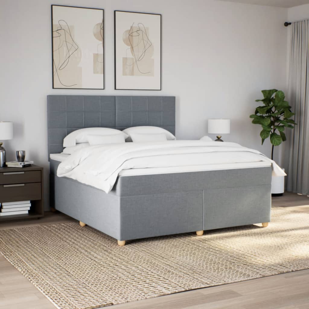 Sommier à lattes de lit avec matelas Gris clair 180x200cm Tissu - XIOS
