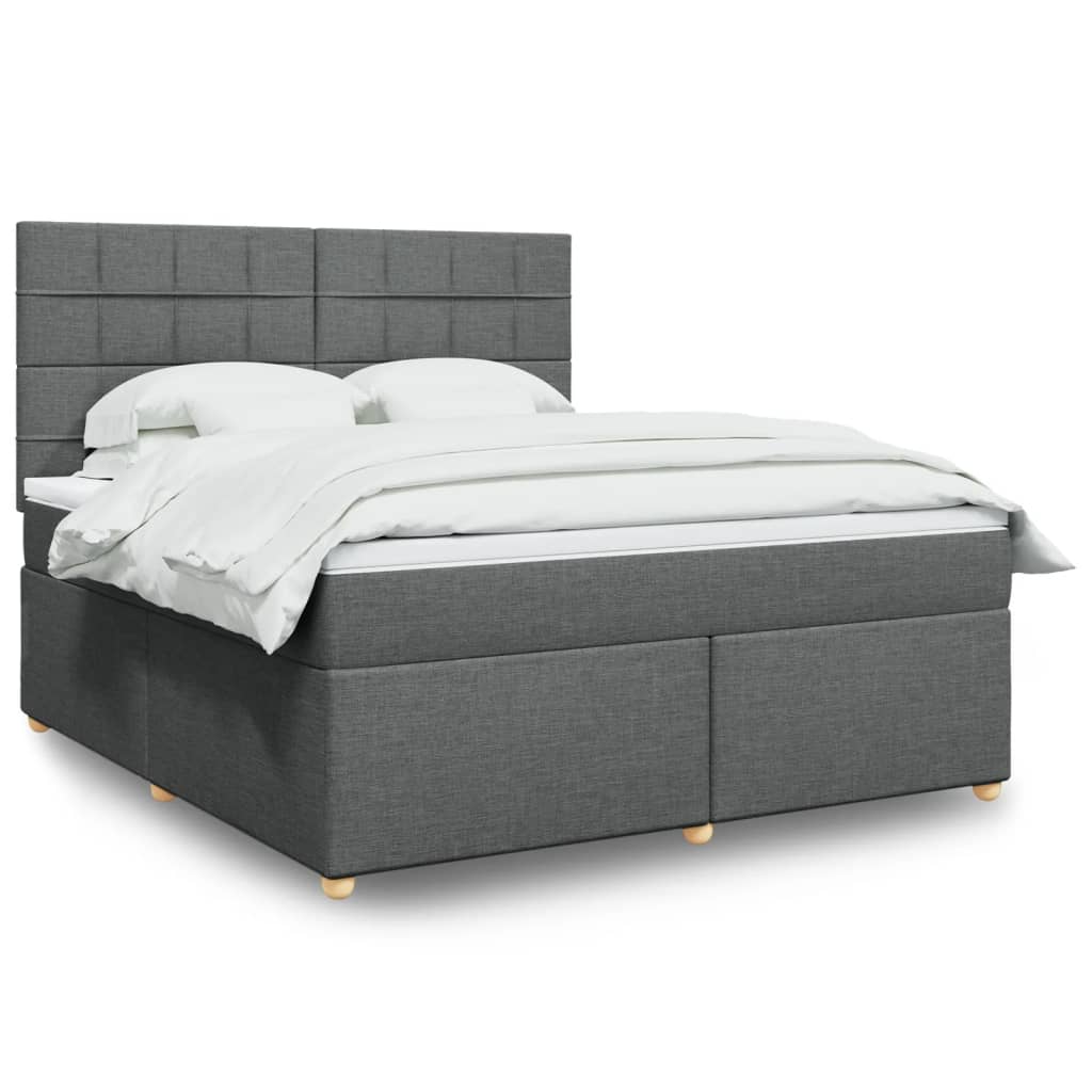 Sommier à lattes de lit avec matelas Gris foncé 180x200cm Tissu - XIOS