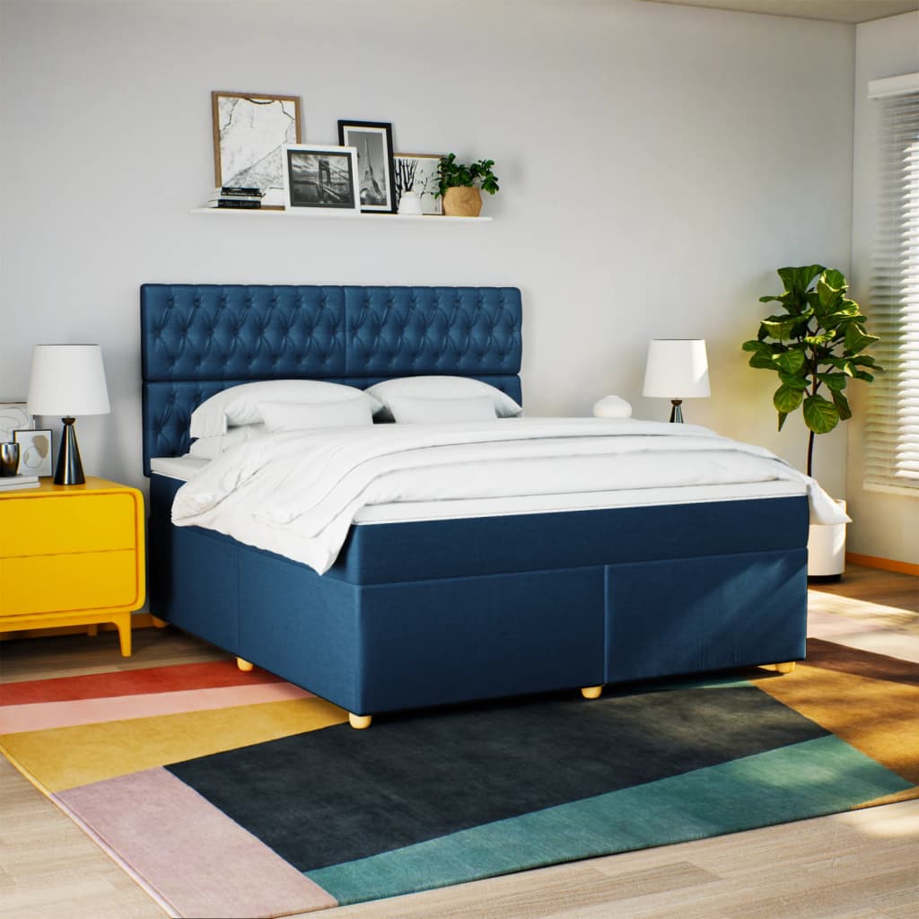 Sommier à lattes de lit avec matelas Bleu 180x200 cm Tissu - XIOS