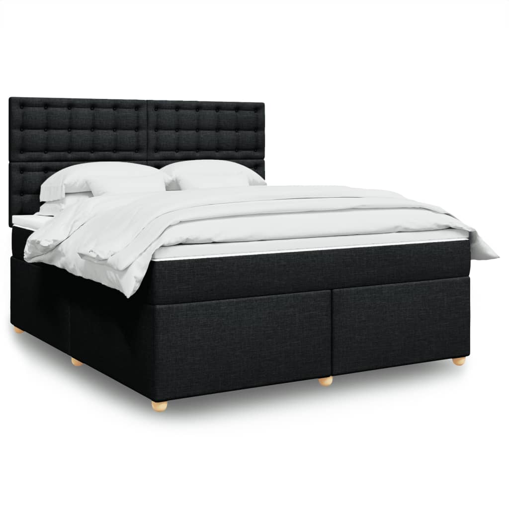Sommier à lattes de lit avec matelas Noir 180x200 cm Tissu - XIOS