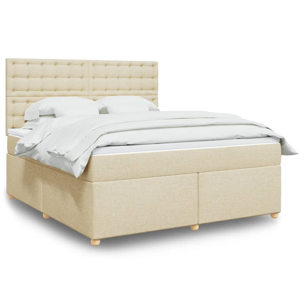 Sommier à lattes de lit avec matelas Crème 180x200 cm Tissu - XIOS