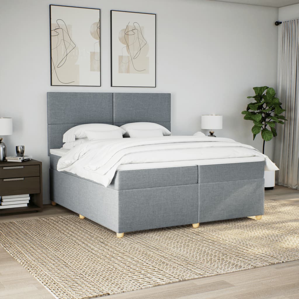 Sommier à lattes de lit avec matelas Gris clair 200x200cm Tissu - XIOS