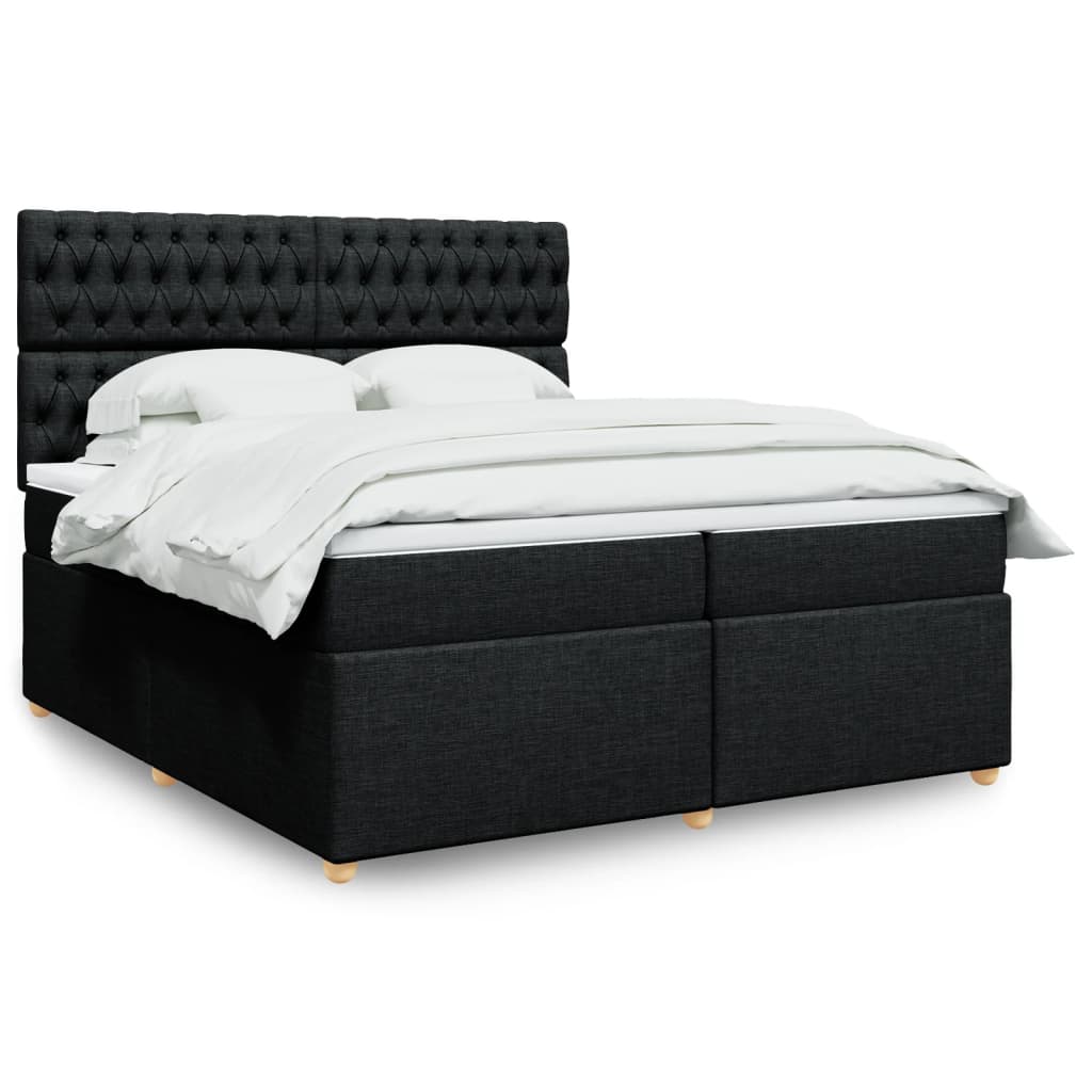 Sommier à lattes de lit avec matelas Noir 200x200 cm Tissu - XIOS