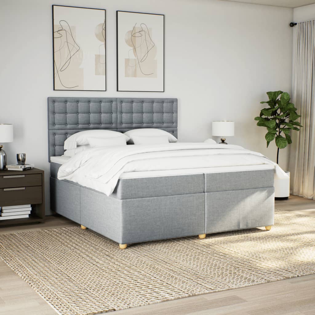 Sommier à lattes de lit avec matelas Gris clair 200x200cm Tissu - XIOS