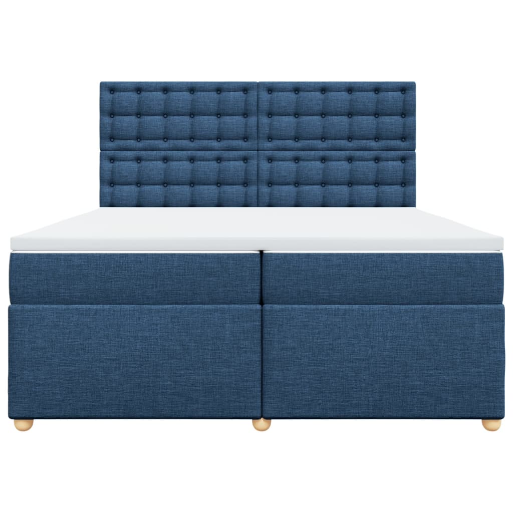 Sommier à lattes de lit avec matelas Bleu 200x200 cm Tissu - XIOS