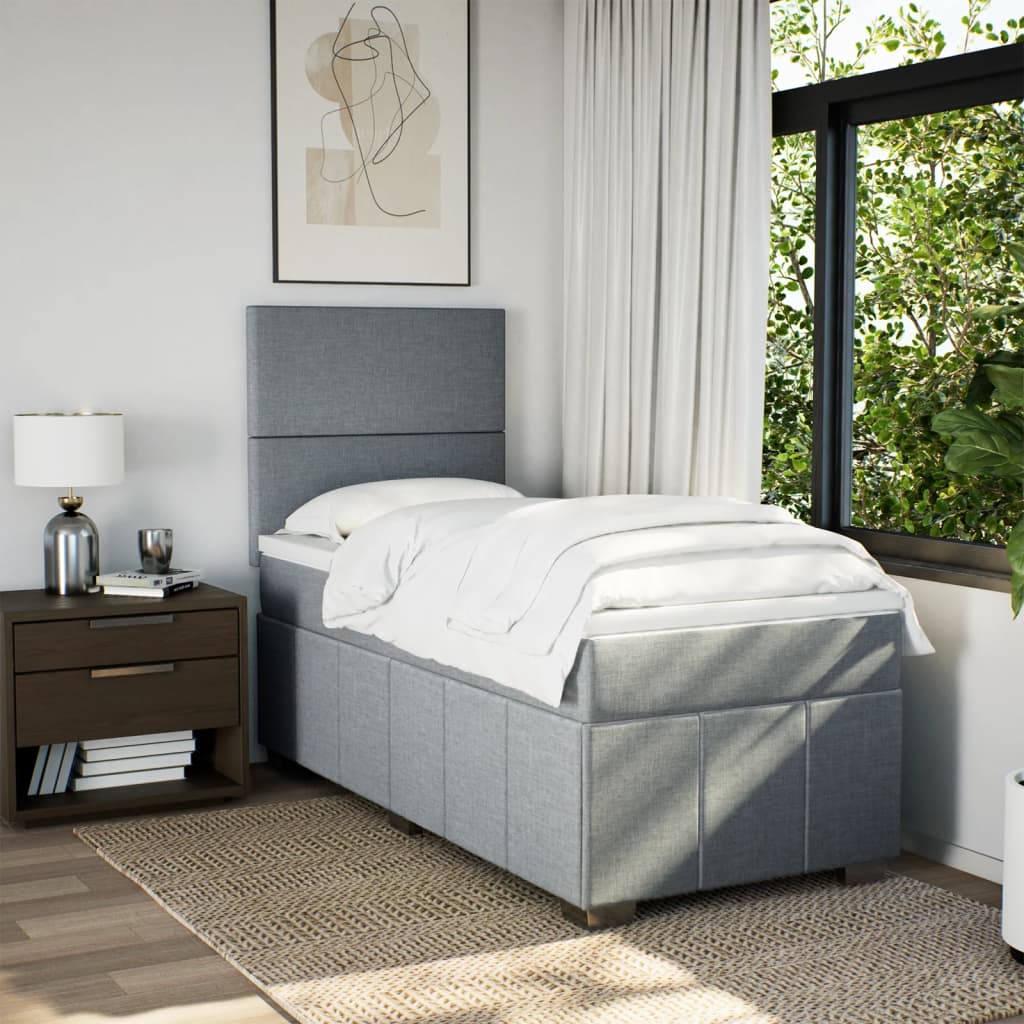 Sommier à lattes de lit avec matelas gris clair 80x200 cm tissu - XIOS