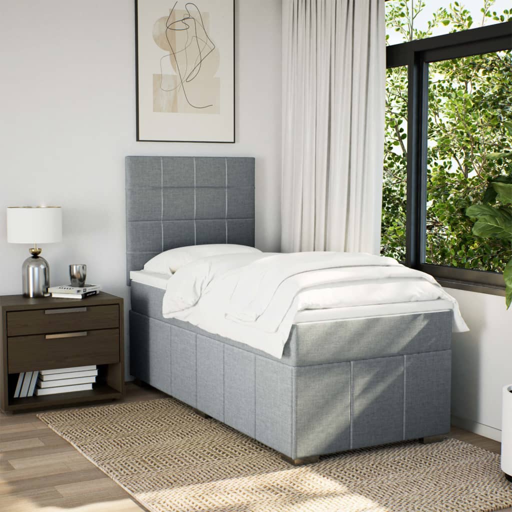 Sommier à lattes de lit avec matelas gris clair 80x200 cm tissu - XIOS