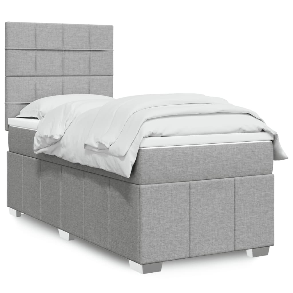 Sommier à lattes de lit avec matelas gris clair 80x200 cm tissu - XIOS