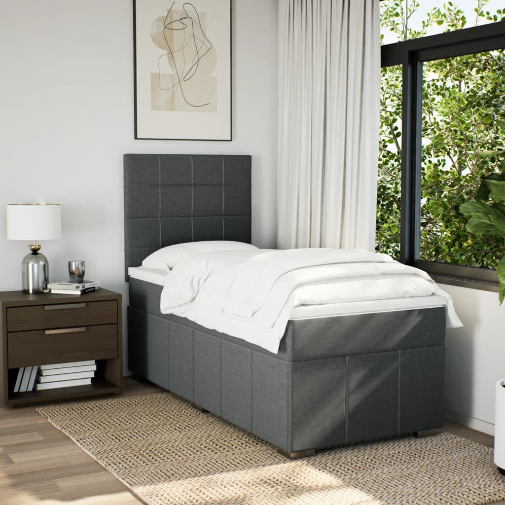 Sommier à lattes de lit avec matelas Gris foncé 80x200 cm Tissu - XIOS