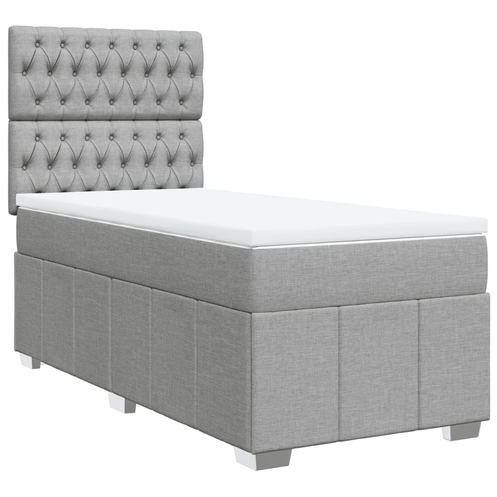 Sommier à lattes de lit avec matelas gris clair 80x200 cm tissu - XIOS