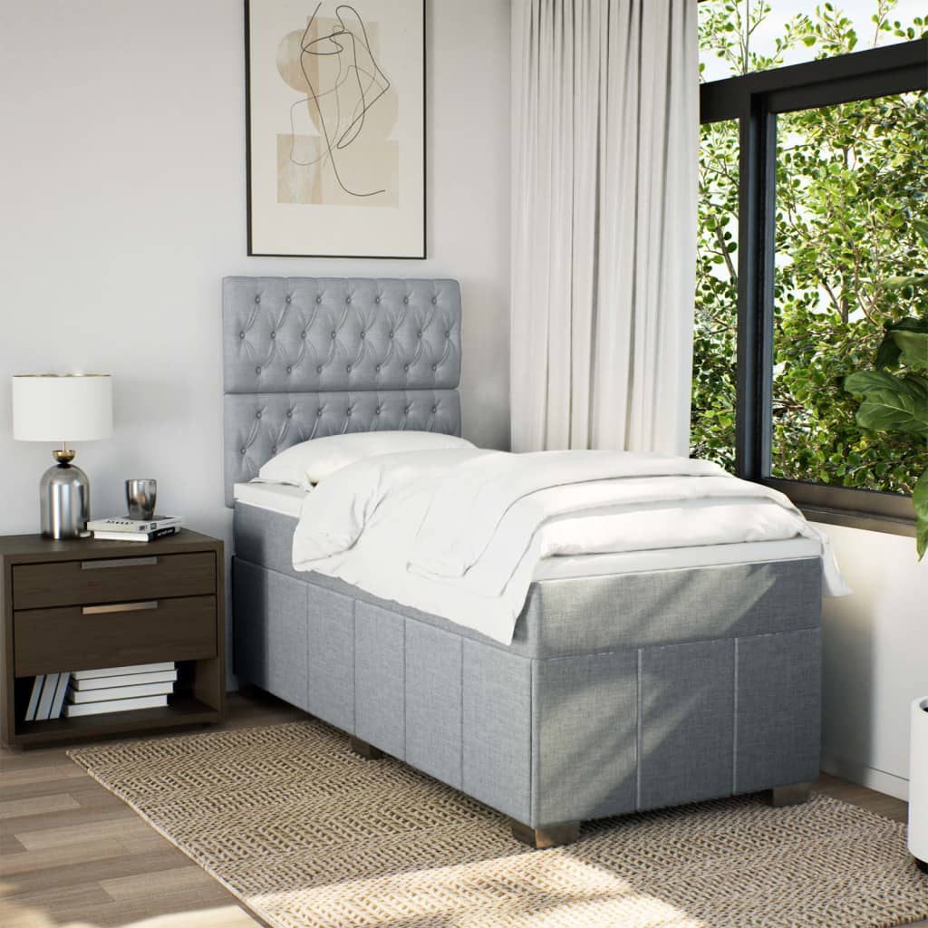 Sommier à lattes de lit avec matelas gris clair 80x200 cm tissu - XIOS