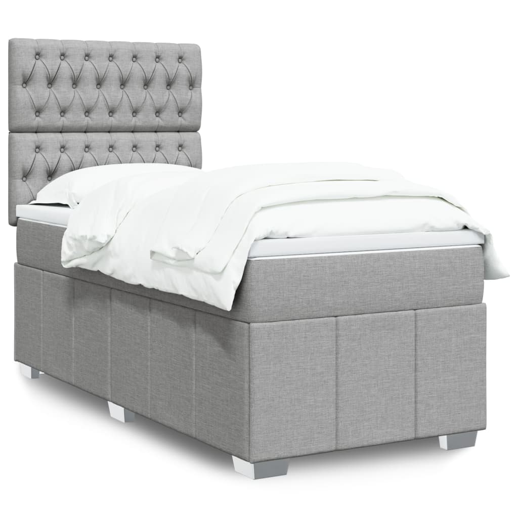 Sommier à lattes de lit avec matelas gris clair 80x200 cm tissu - XIOS