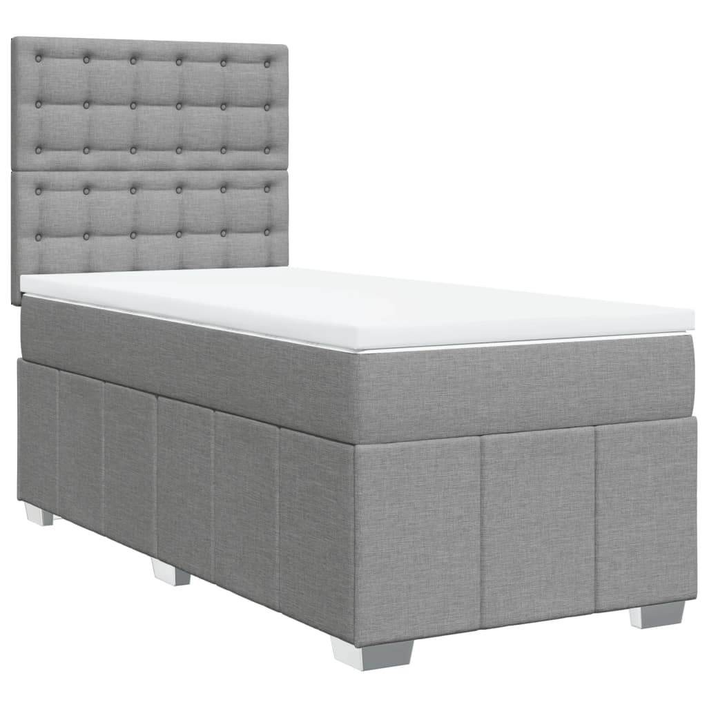 Sommier à lattes de lit avec matelas gris clair 80x200 cm tissu - XIOS