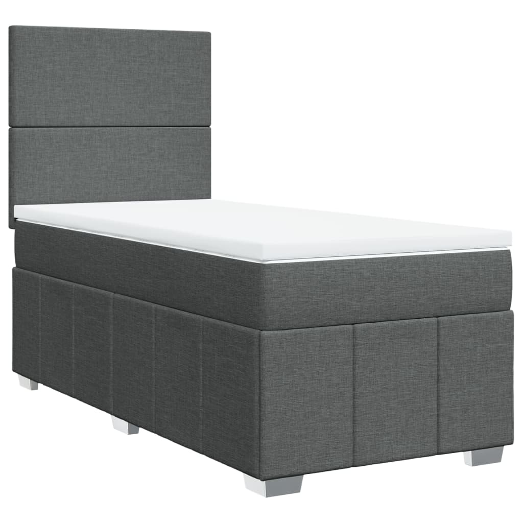 Sommier à lattes de lit et matelas Gris foncé 90x190 cm Tissu - XIOS