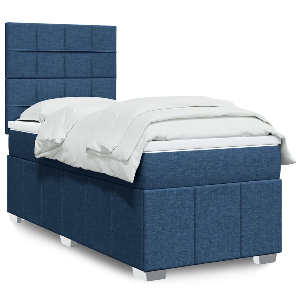 Sommier à lattes de lit avec matelas Bleu 90x190 cm Tissu - XIOS
