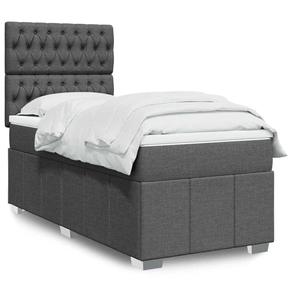 Sommier à lattes de lit et matelas Gris foncé 90x190 cm Tissu - XIOS