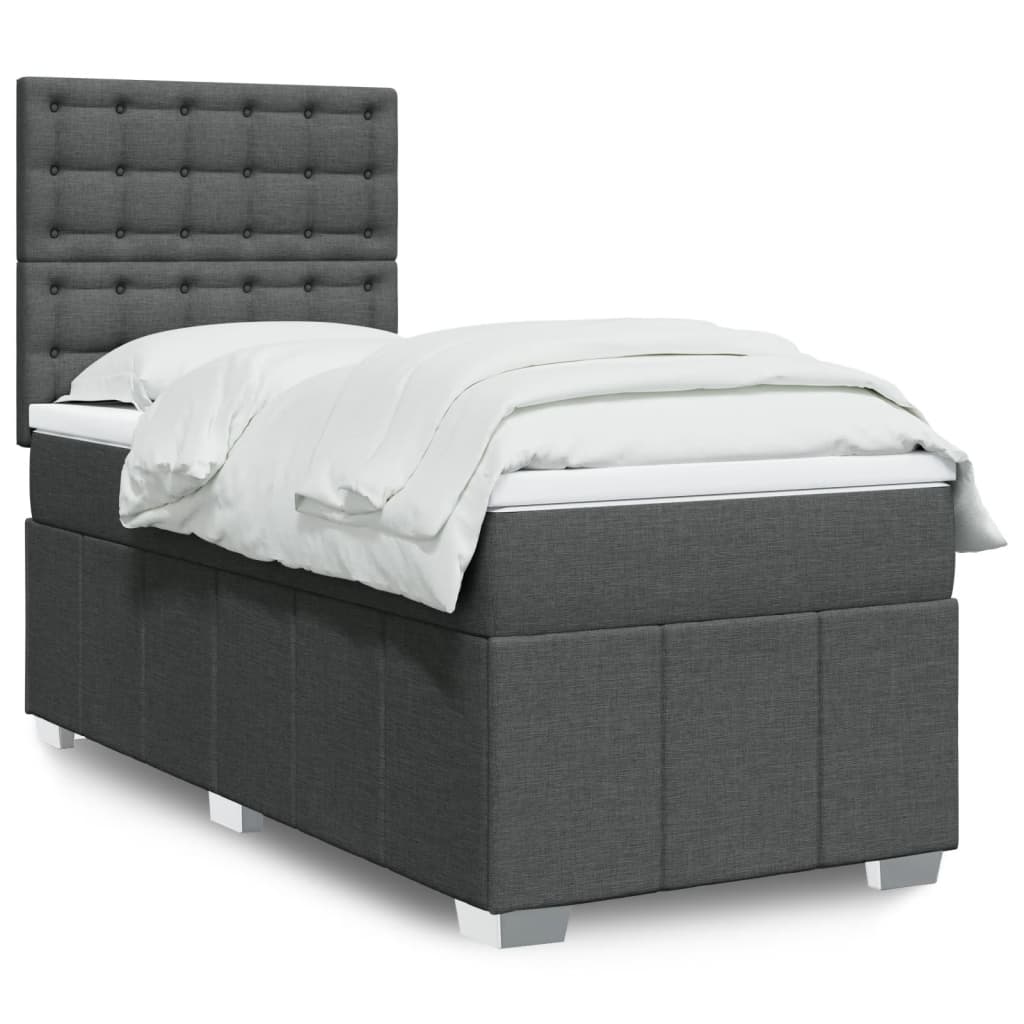 Sommier à lattes de lit et matelas Gris foncé 90x190 cm Tissu - XIOS