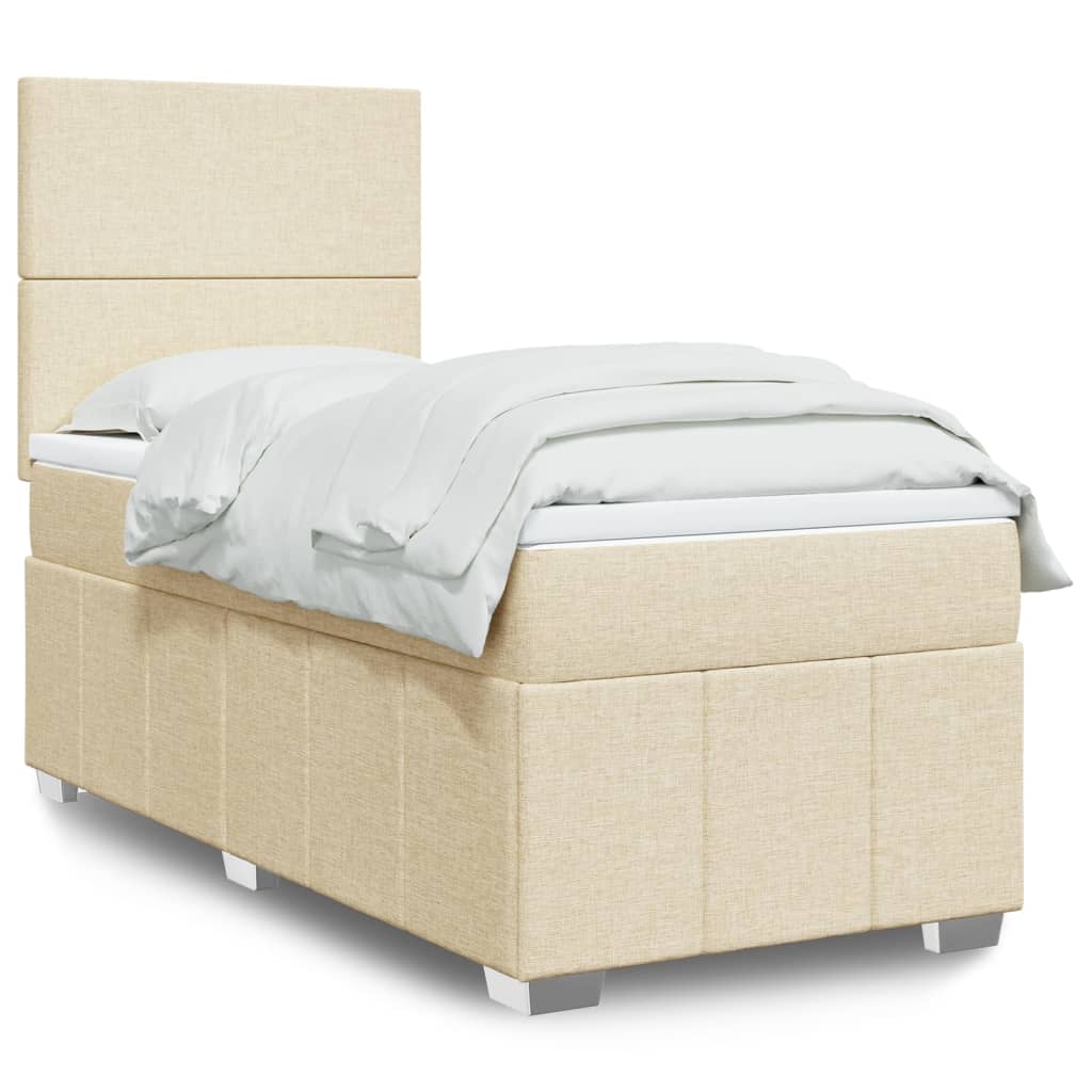Sommier à lattes de lit avec matelas Crème 90x200 cm Tissu - XIOS