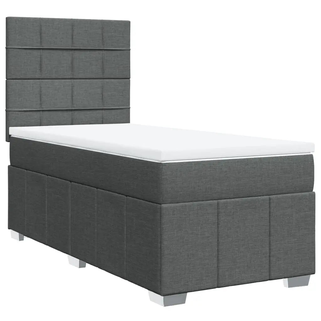 Sommier à lattes de lit avec matelas Gris foncé 90x200 cm Tissu - XIOS