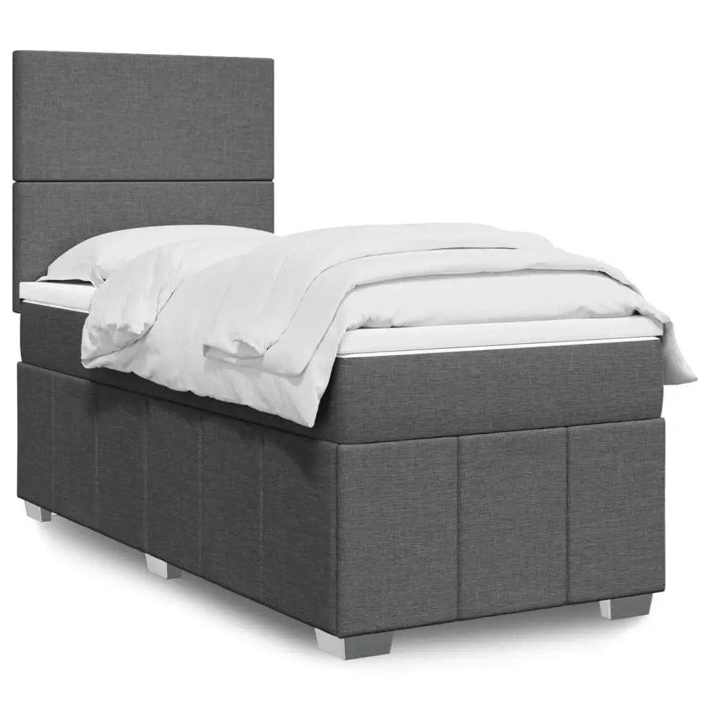 Sommier à lattes de lit avec matelas Gris foncé 100x200cm Tissu - XIOS