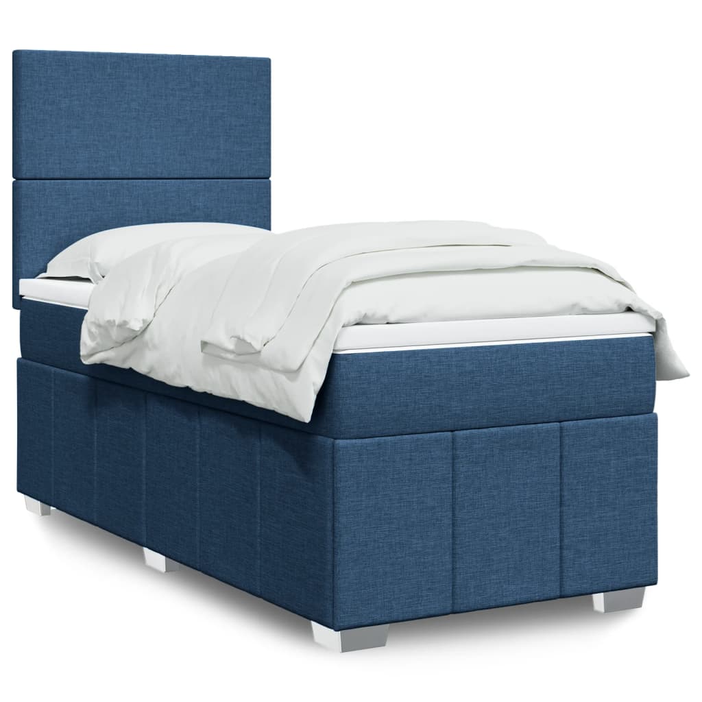 Sommier à lattes de lit avec matelas Bleu 100x200 cm Tissu - XIOS