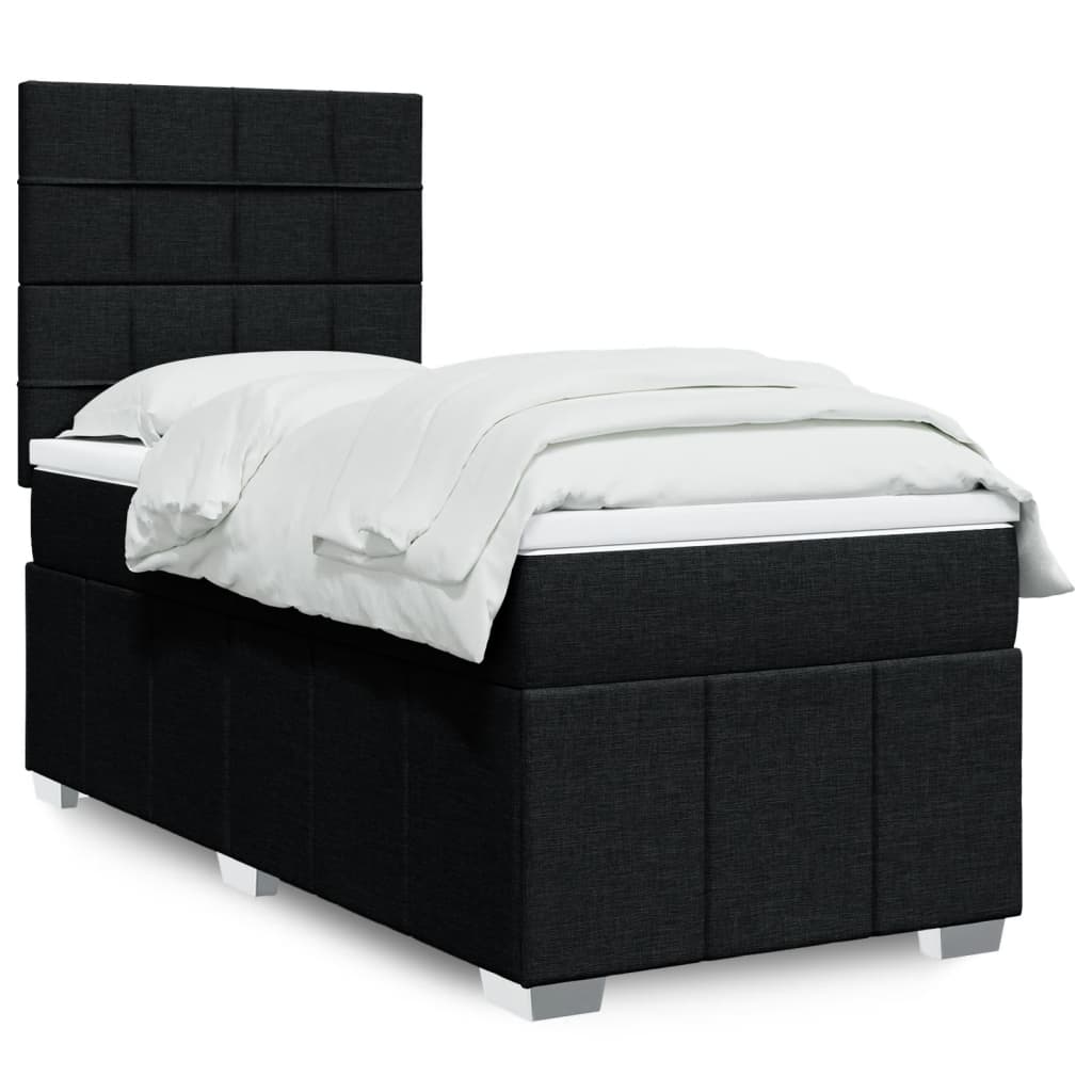 Sommier à lattes de lit avec matelas Noir 100x200 cm Tissu - XIOS