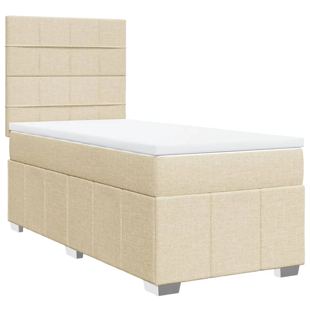 Sommier à lattes de lit avec matelas Crème 100x200 cm Tissu - XIOS