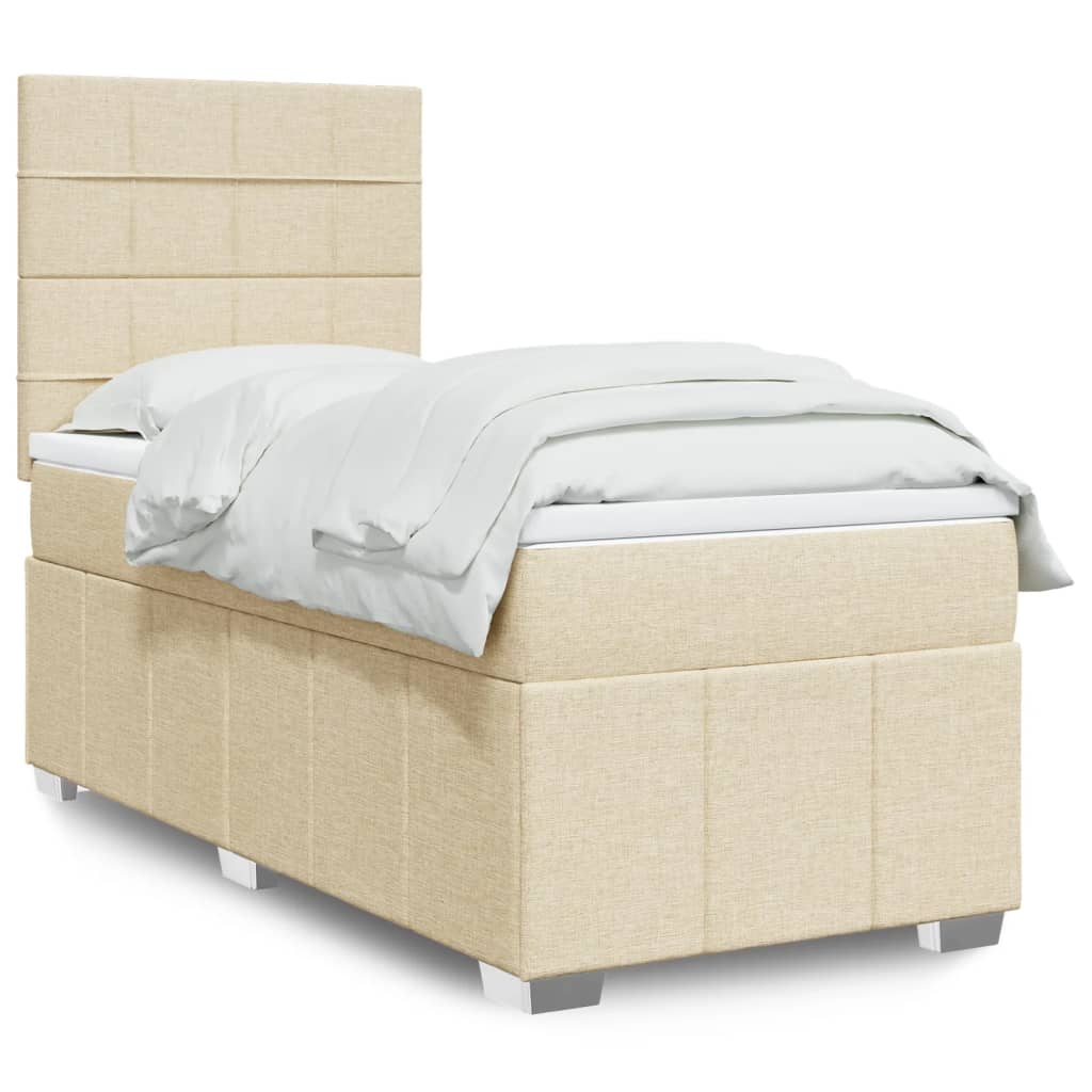 Sommier à lattes de lit avec matelas Crème 100x200 cm Tissu - XIOS