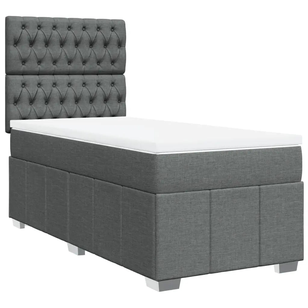 Sommier à lattes de lit avec matelas Gris foncé 100x200cm Tissu - XIOS