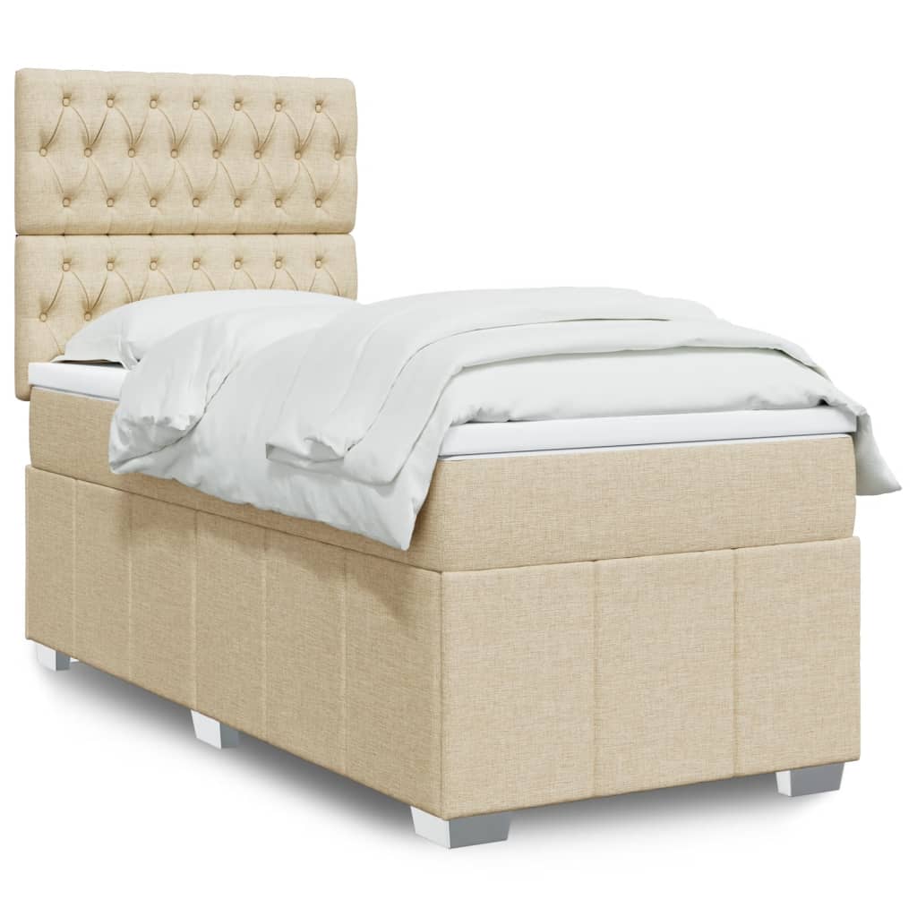 Sommier à lattes de lit avec matelas Crème 100x200 cm Tissu - XIOS