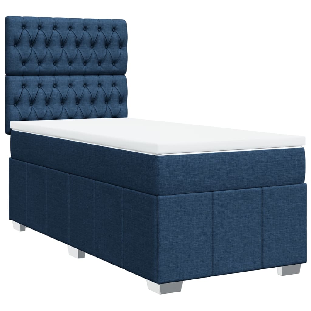 Sommier à lattes de lit avec matelas Bleu 100x200 cm Tissu - XIOS