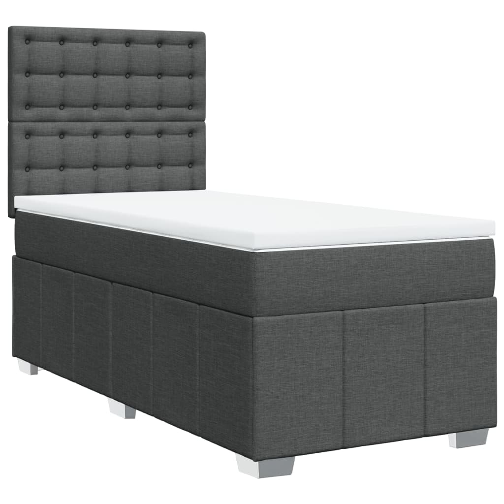 Sommier à lattes de lit avec matelas Gris foncé 100x200cm Tissu - XIOS
