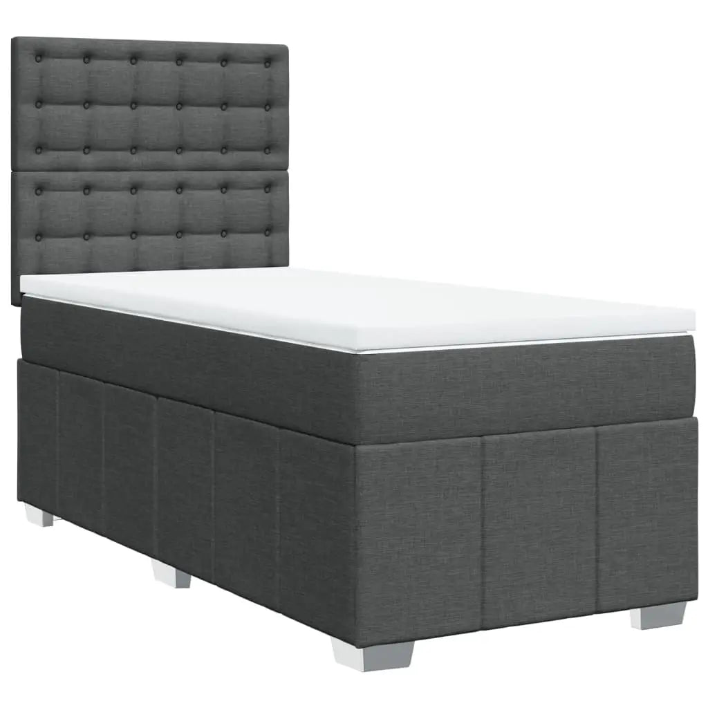 Sommier à lattes de lit avec matelas Gris foncé 100x200cm Tissu - XIOS