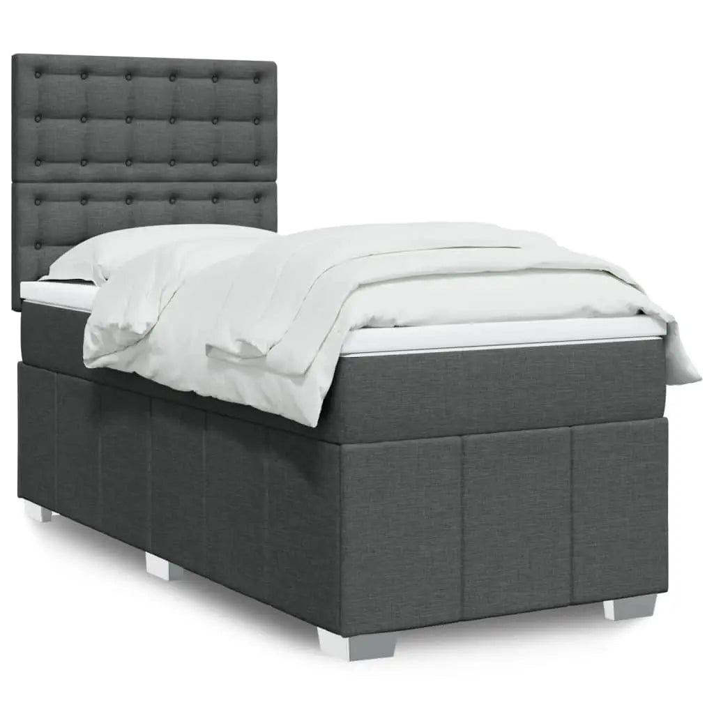 Sommier à lattes de lit avec matelas Gris foncé 100x200cm Tissu - XIOS