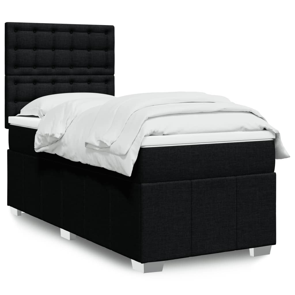 Sommier à lattes de lit avec matelas Noir 100x200 cm Tissu - XIOS