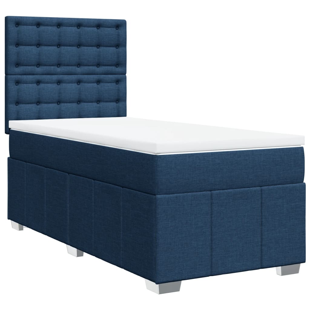 Sommier à lattes de lit avec matelas Bleu 100x200 cm Tissu - XIOS