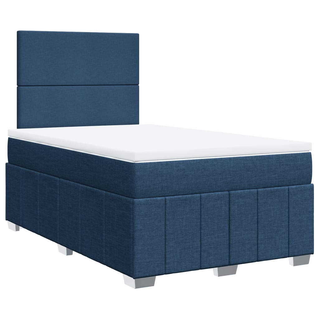 Sommier à lattes de lit avec matelas bleu 120x190 cm tissu - XIOS