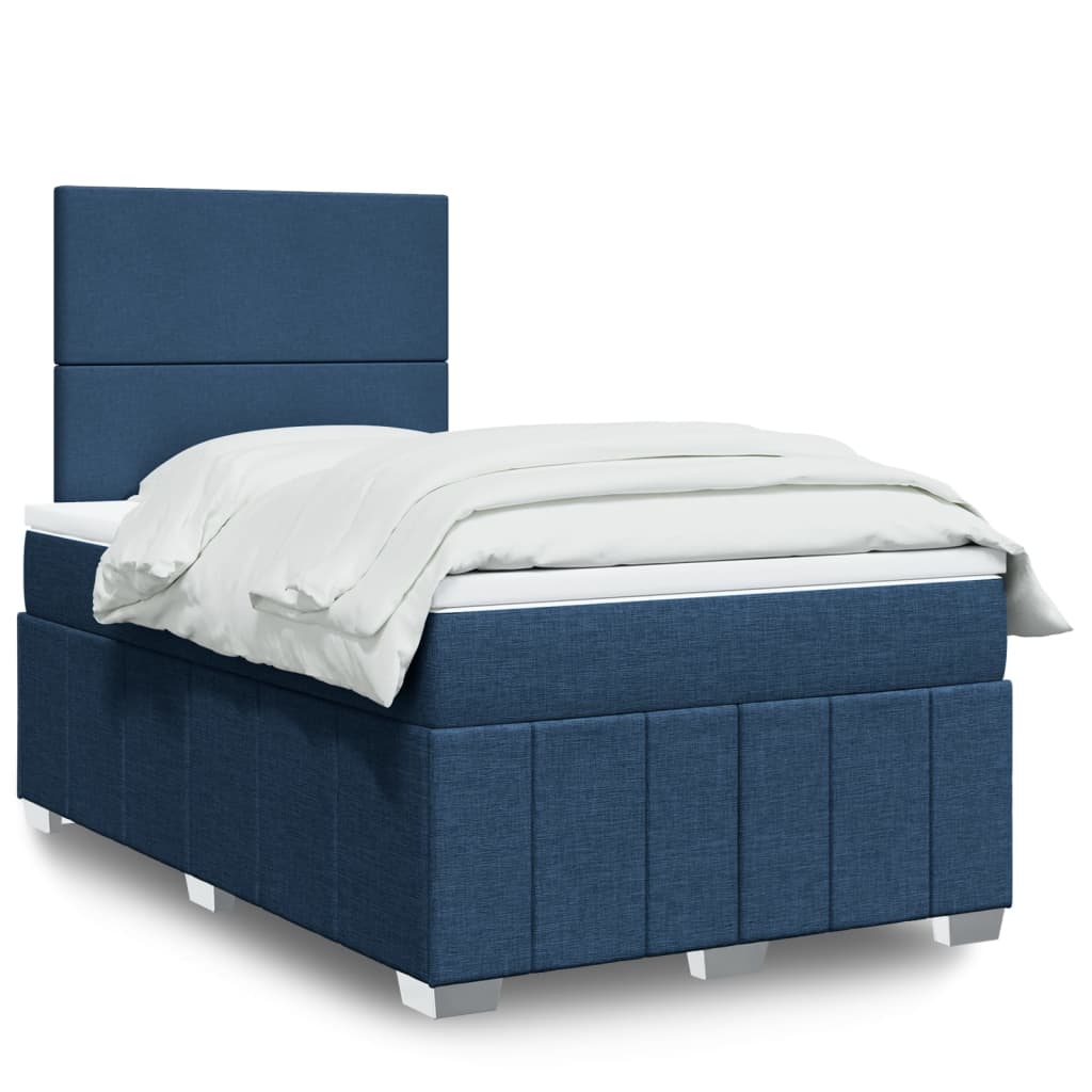 Sommier à lattes de lit avec matelas bleu 120x190 cm tissu - XIOS