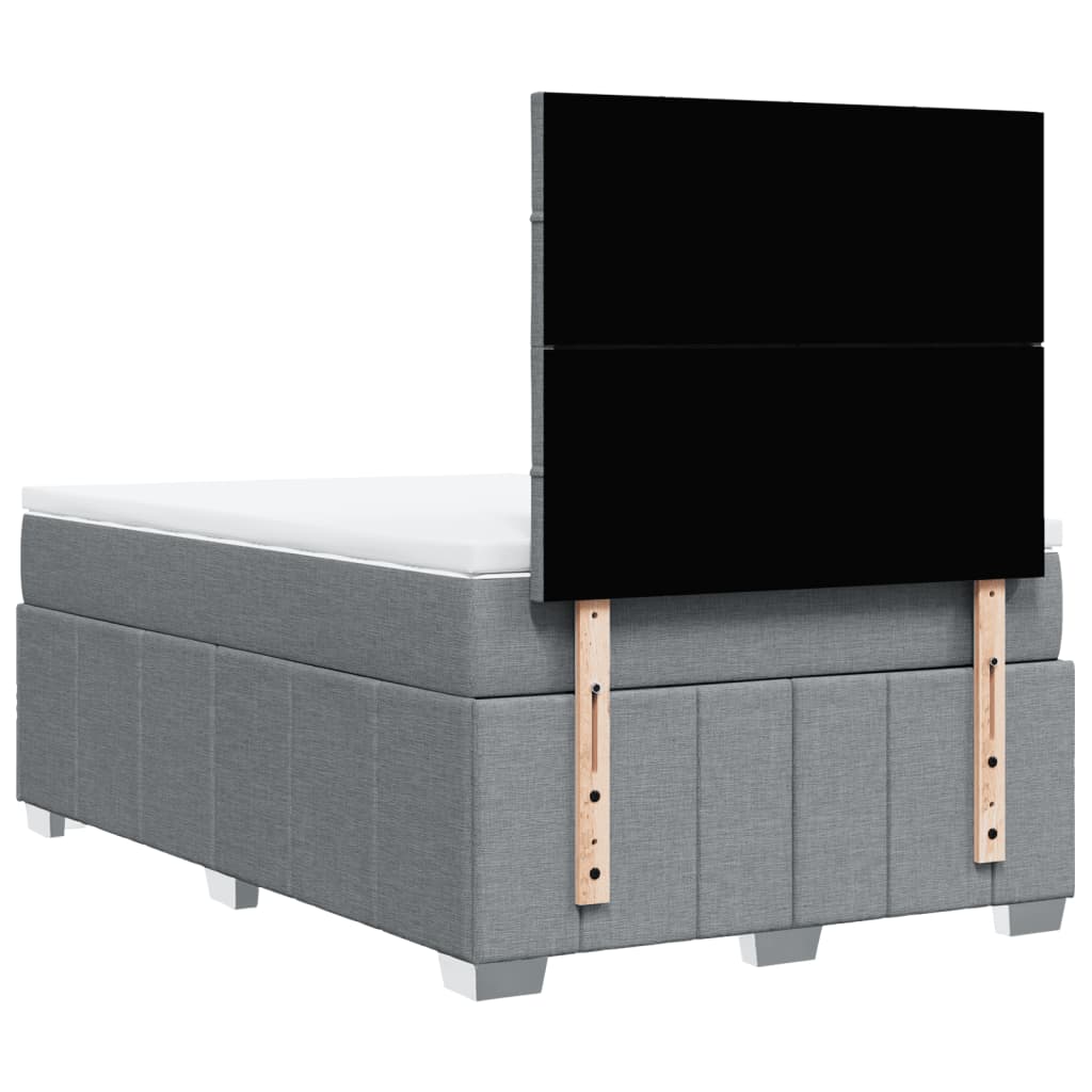Sommier à lattes de lit et matelas gris clair 120x190 cm tissu - XIOS