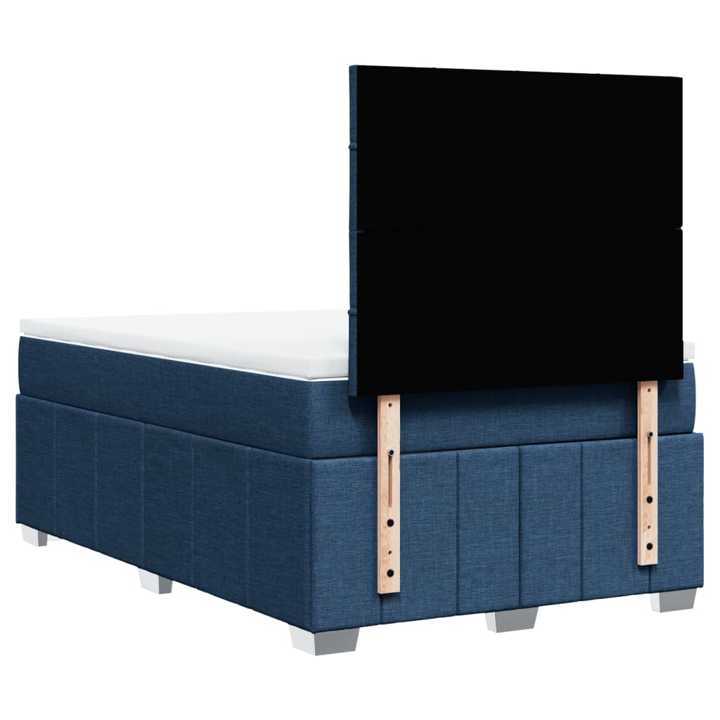 Sommier à lattes de lit avec matelas bleu 120x190 cm tissu - XIOS