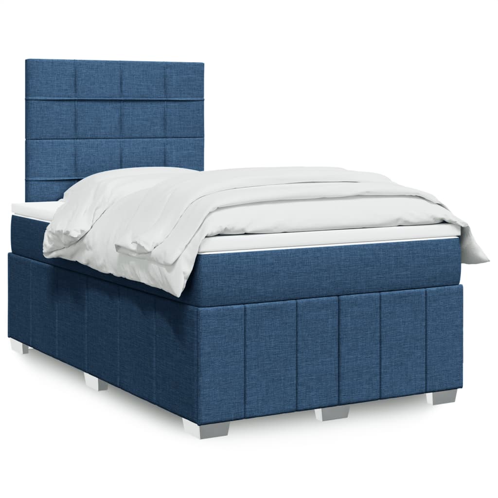 Sommier à lattes de lit avec matelas bleu 120x190 cm tissu - XIOS