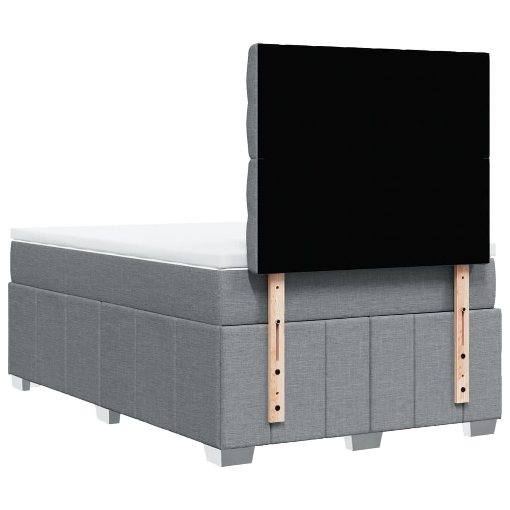 Sommier à lattes de lit et matelas gris clair 120x190 cm tissu - XIOS