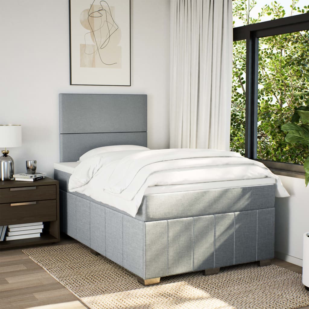 Sommier à lattes de lit avec matelas Gris clair 120x200cm Tissu - XIOS