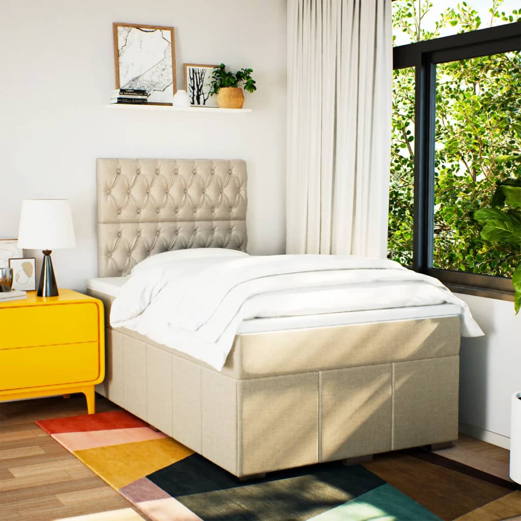Sommier à lattes de lit avec matelas Crème 120x200 cm Tissu - XIOS
