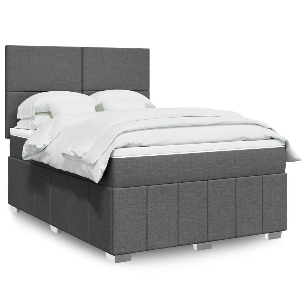 Sommier à lattes de lit avec matelas Gris foncé 140x190cm Tissu - XIOS