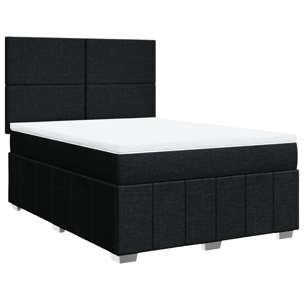 Sommier à lattes de lit avec matelas Noir 140x190 cm Tissu - XIOS
