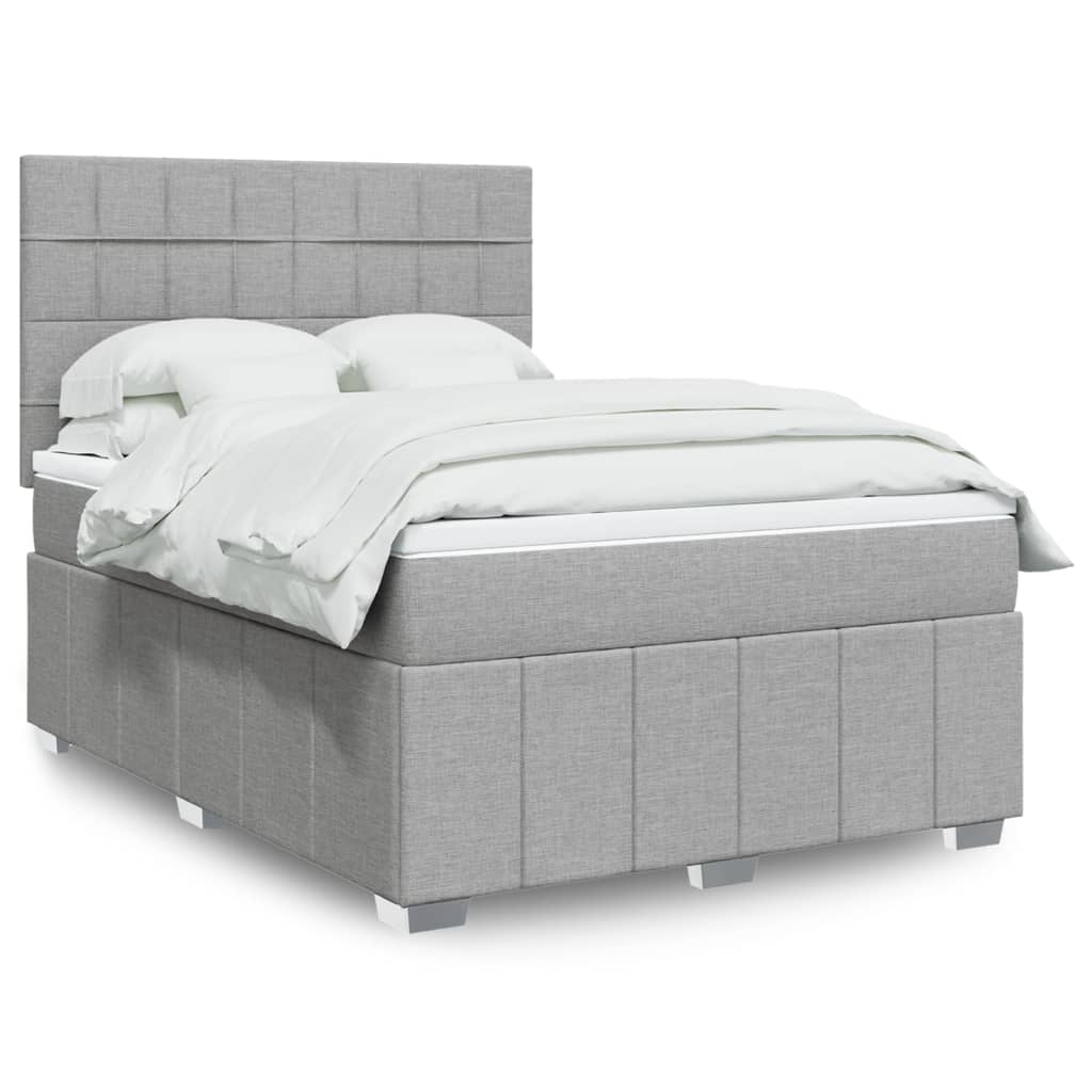 Sommier à lattes de lit avec matelas Gris clair 140x190cm Tissu - XIOS