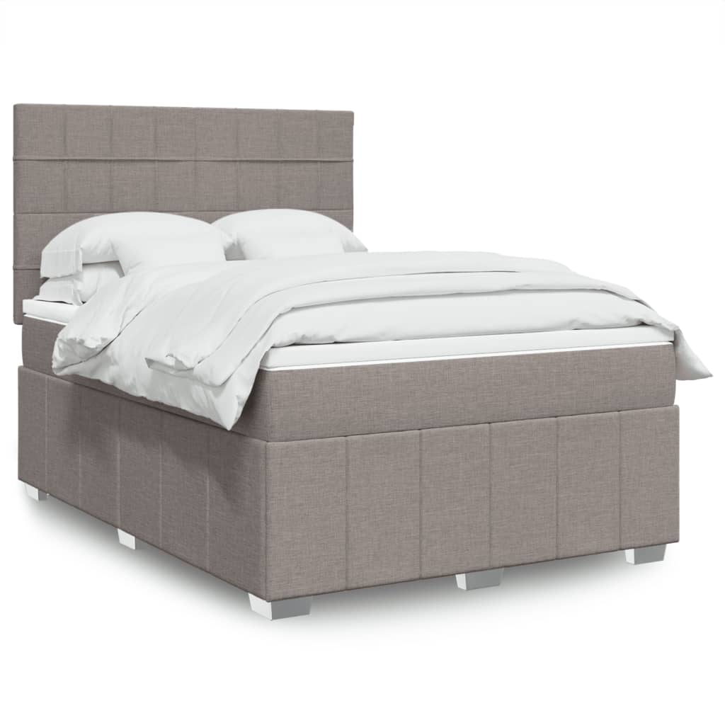 Sommier à lattes de lit avec matelas Taupe 140x190 cm Tissu - XIOS