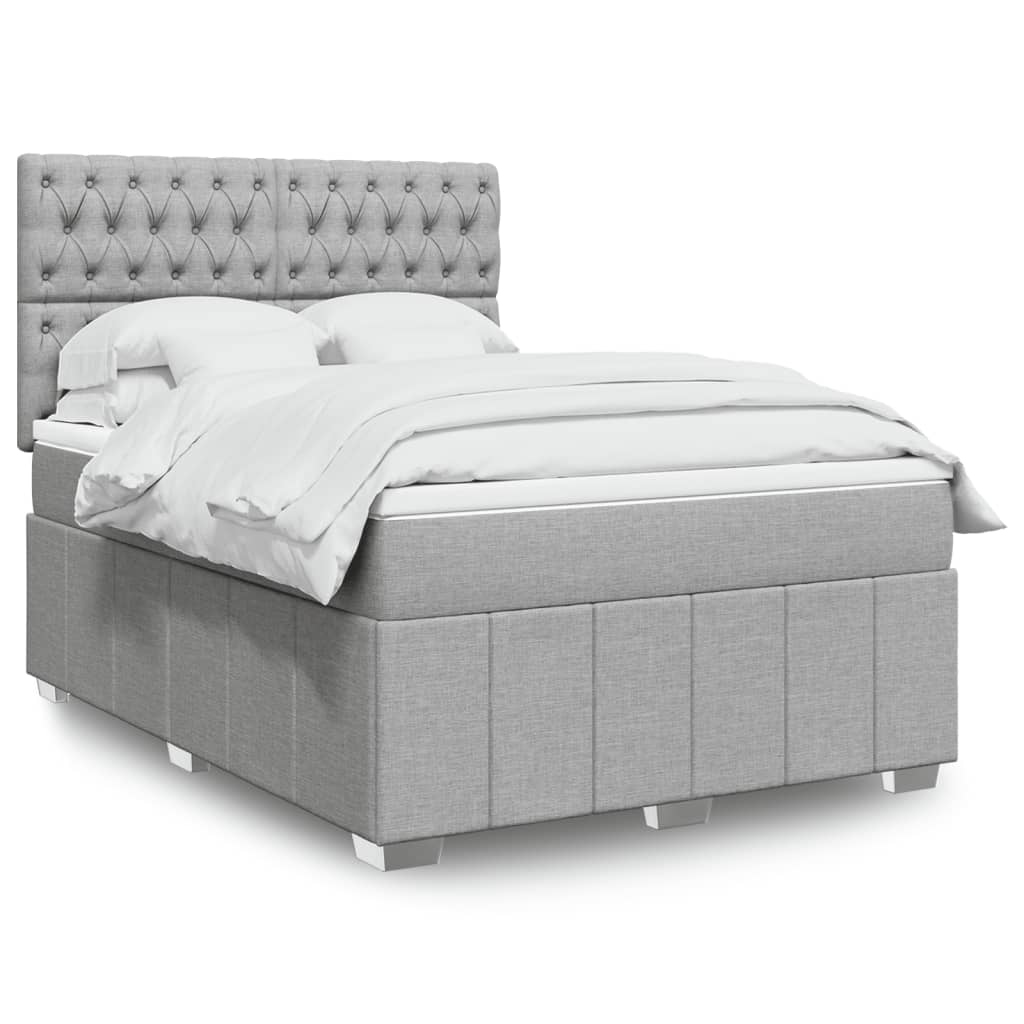 Sommier à lattes de lit avec matelas Gris clair 140x190cm Tissu - XIOS